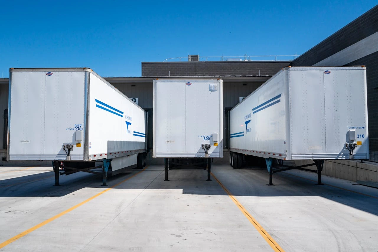 Loading dock with trucks