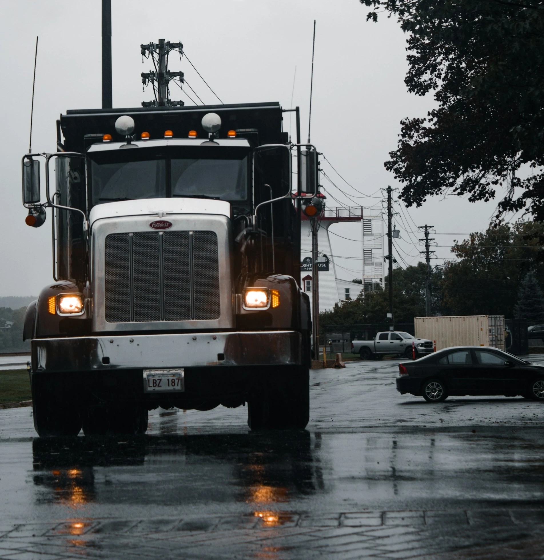 Dump truck on construction site